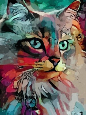Gato en acrílico sobre lienzo, decorativo