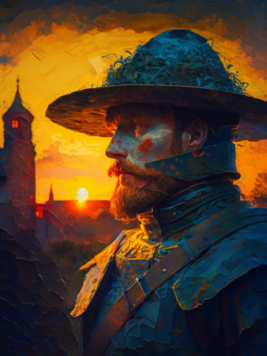 Atardecer, Montoya JV, acrílico sobre lienzo, 70x70 cm, con certificado
