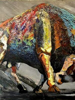 Toro de Lidia 2, Montoya JV, Acrílico sobre lienzo.