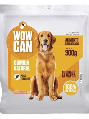 Comida humeda para perros Wow Can, carne de pollo y ternera, 300 grs