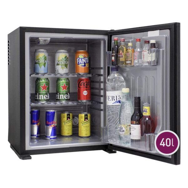 Minibar refrigerada, 40 lt, cubierta en madera